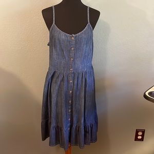 Denim Tank Dress with Smocked Back